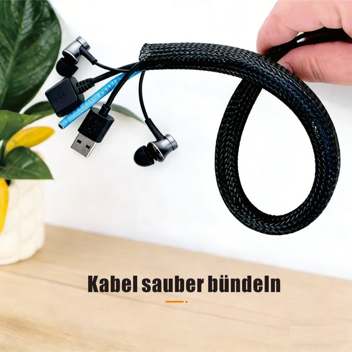 1" - 1250ft Expandable Plastic Sleeve for Cable Management at Home and Office - Black