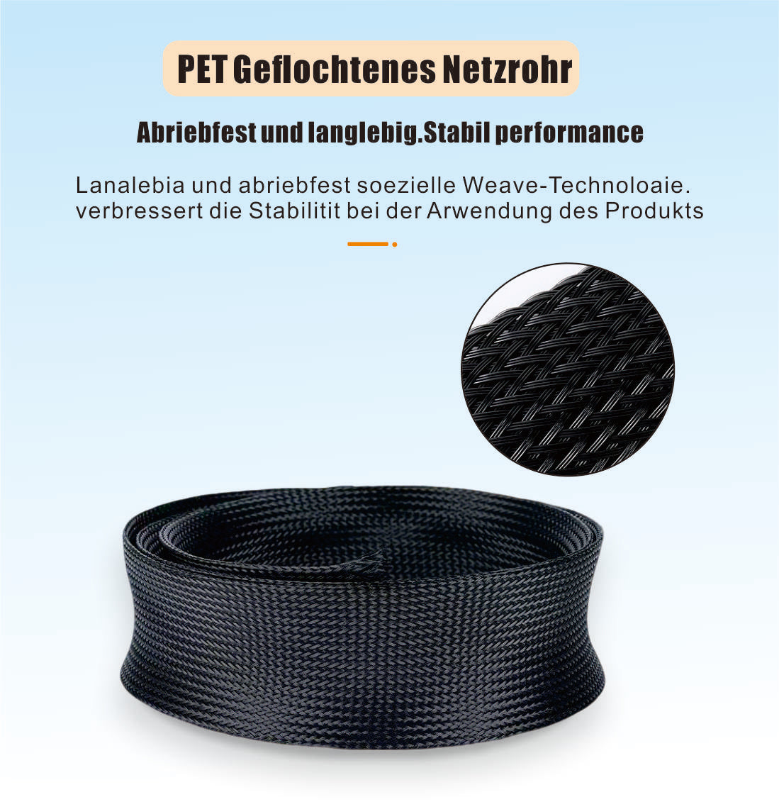 1" - 1250ft Expandable Plastic Sleeve for Cable Management at Home and Office - Black