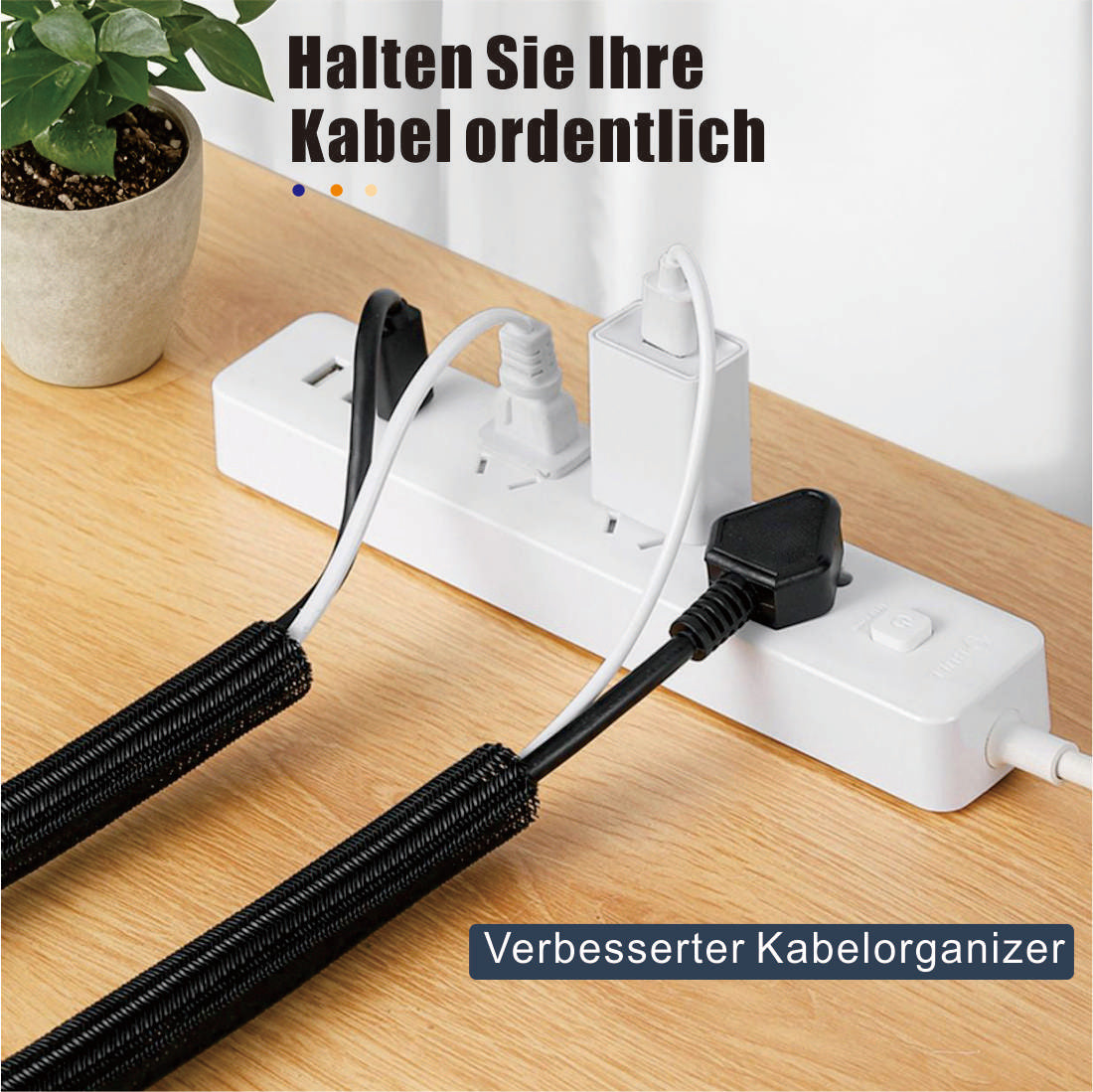 1" - 250ft Plastic Sleeve for Cable Management at Home and Office - Black