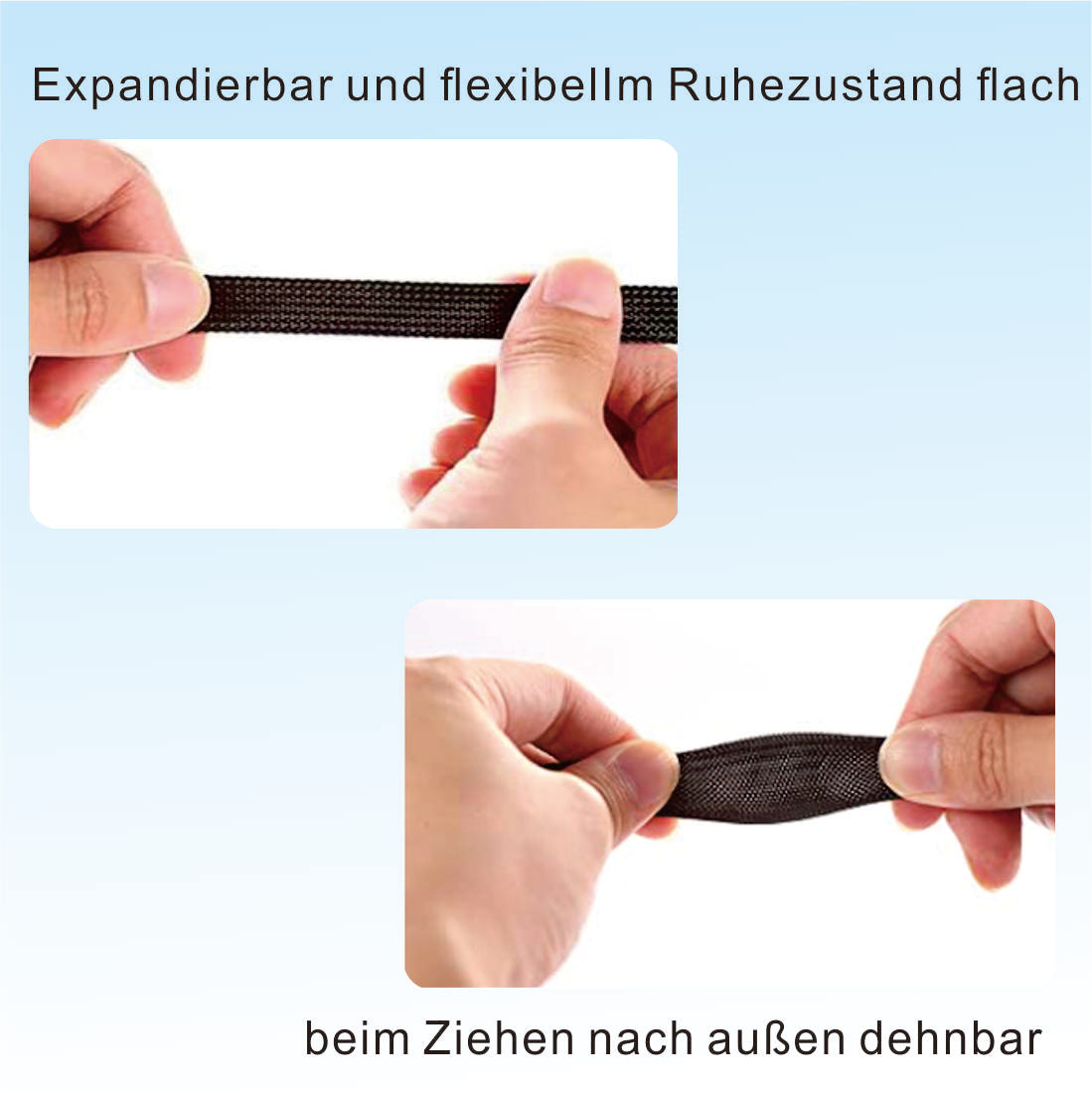 1" - 1250ft Expandable Plastic Sleeve for Cable Management at Home and Office - Black