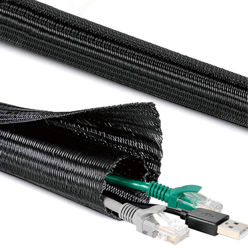 1" - 200ft Plastic Sleeve for Cable Management at Home and Office - Black
