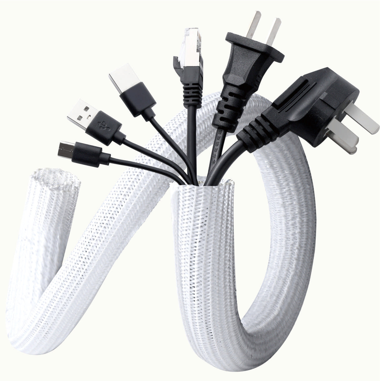 1" - 200ft Plastic Sleeve for Cable Management at Home and Office - White