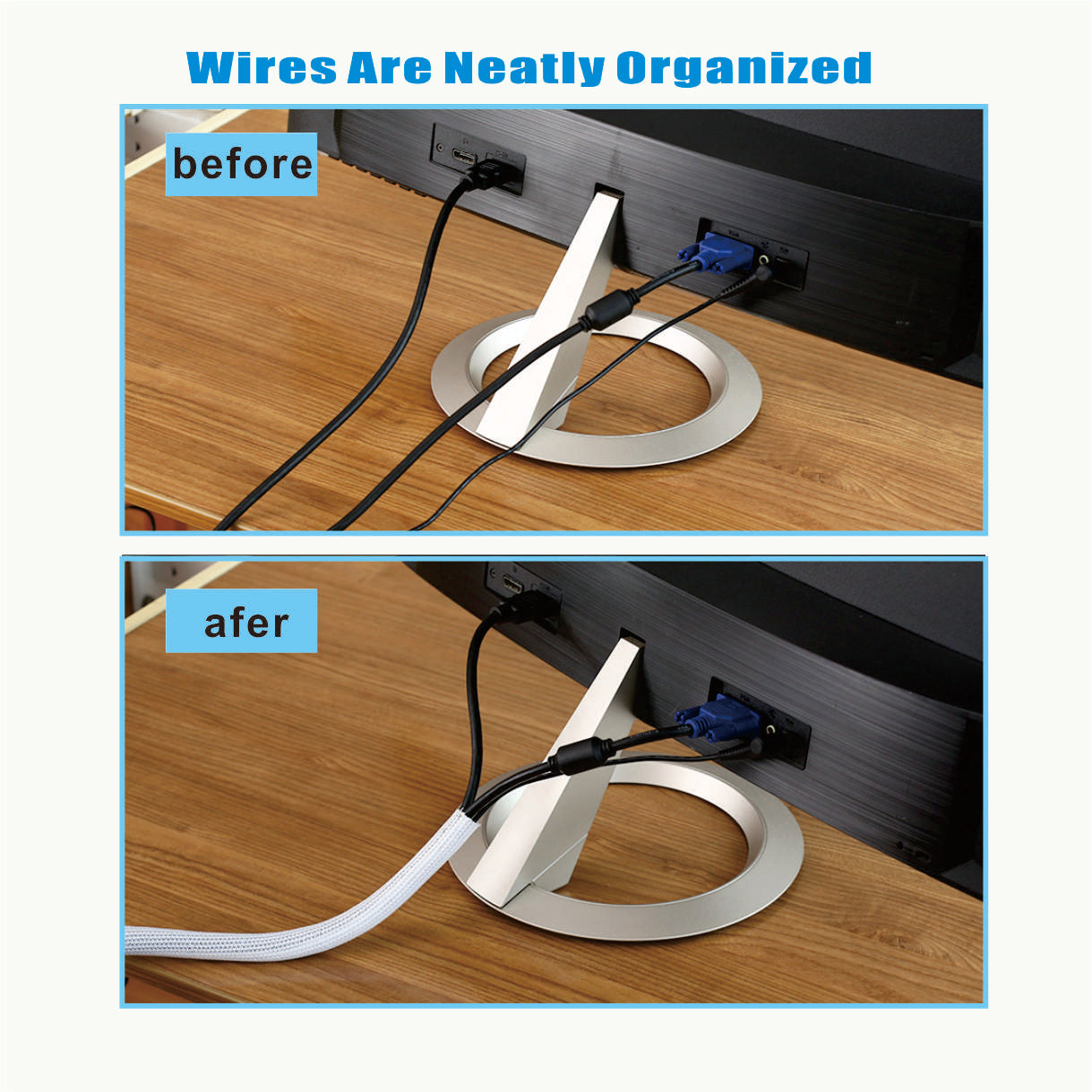 1" - 200ft Plastic Sleeve for Cable Management at Home and Office - White