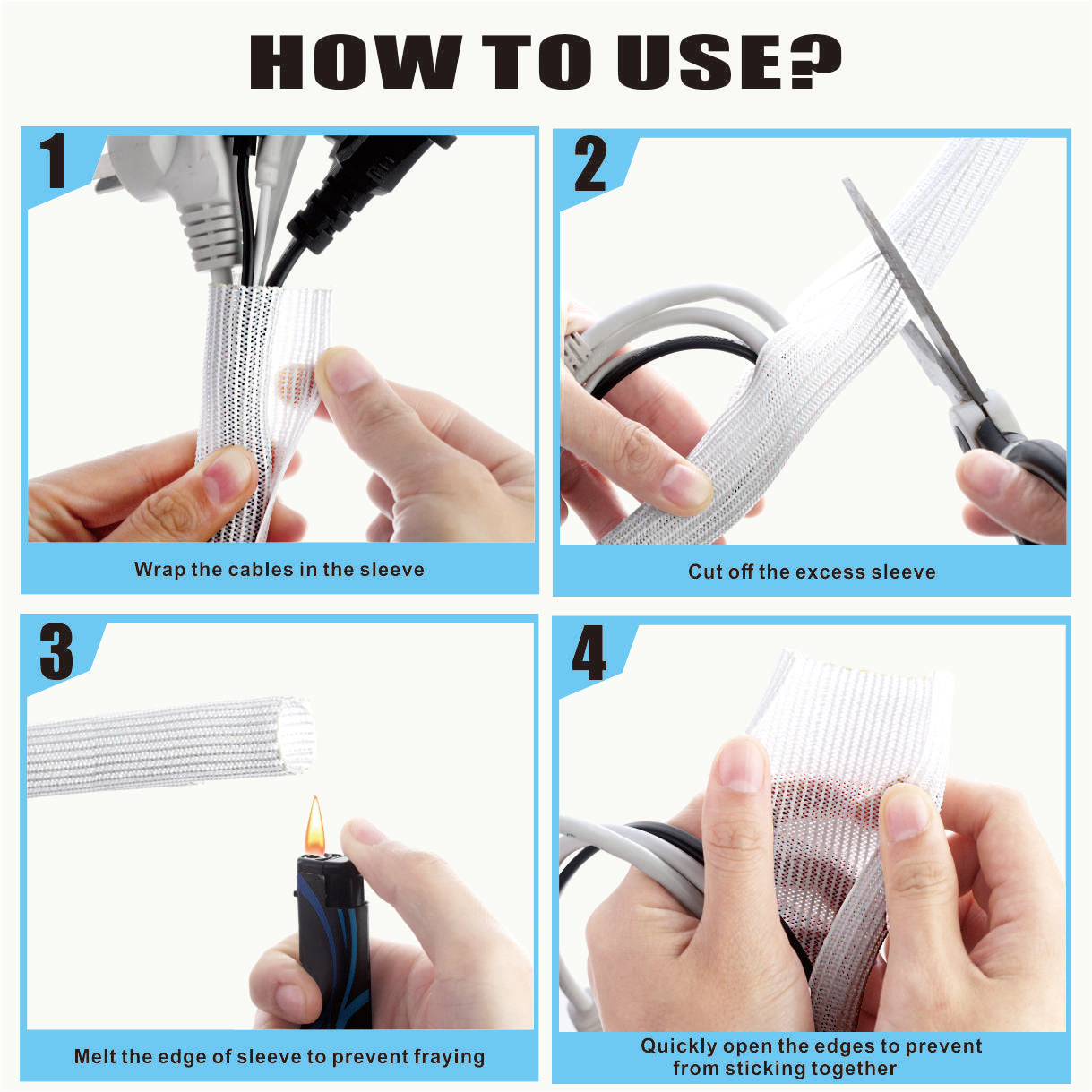 1" - 200ft Plastic Sleeve for Cable Management at Home and Office - White